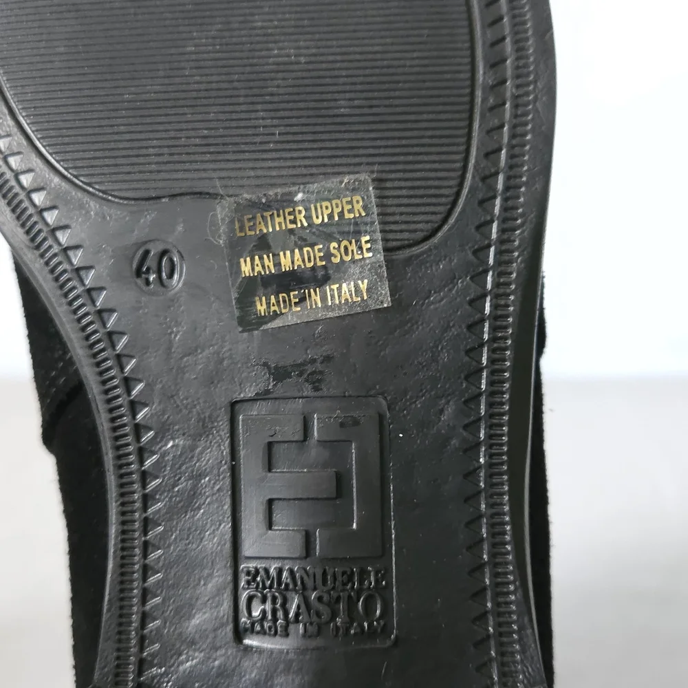 Emanuele Crasto Made in Italy Black Leather Chelsea Boots EU 40 / US 9 Suede New